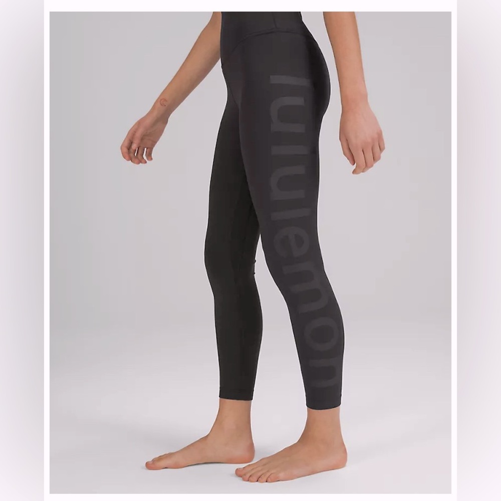 NWOT lululemon Align™ High-Rise Pant 25",graphic leg logo, size 18 women’s,black